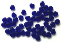 50 8mm Transparent Matte Cobalt Glass Heart Beads